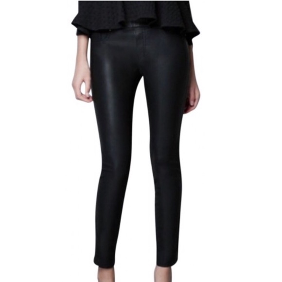 Zara Pants - Zara Vegan Leather Leggings zip ankles+pockets XS